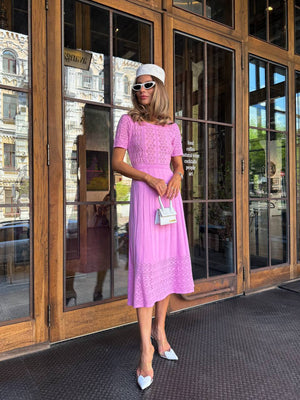 Lilac Bloom Knit Midi Dress