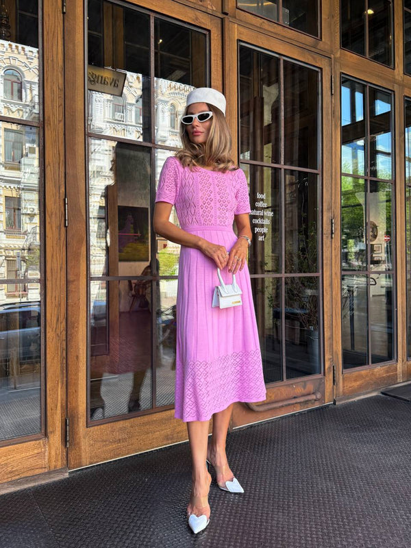 Lilac Bloom Knit Midi Dress