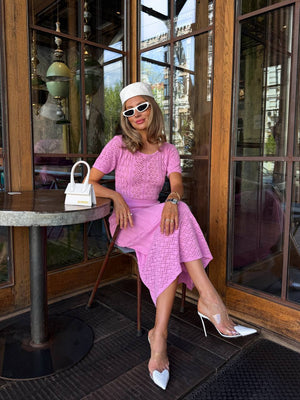 Lilac Bloom Knit Midi Dress