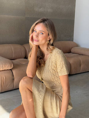 Sand Whisper Knit Midi Dress