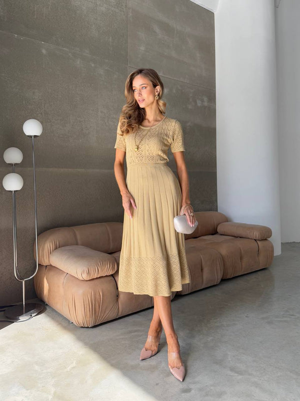 Sand Whisper Knit Midi Dress