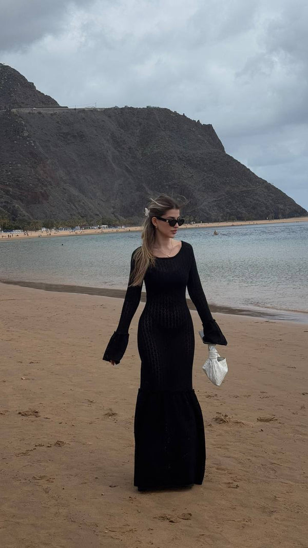 Black Muse Flared Sleeve Maxi Dress