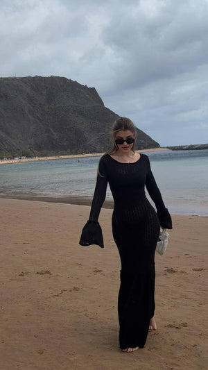 Black Muse Flared Sleeve Maxi Dress