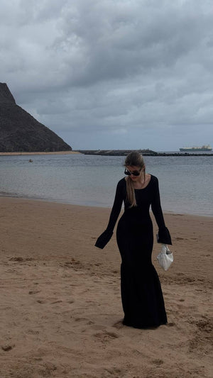 Black Muse Flared Sleeve Maxi Dress