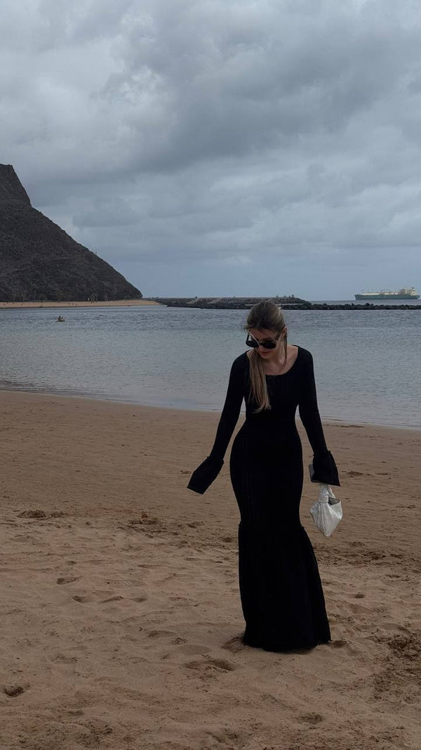 Black Muse Flared Sleeve Maxi Dress
