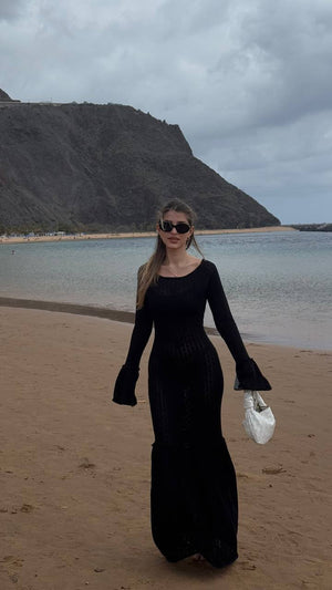 Black Muse Flared Sleeve Maxi Dress
