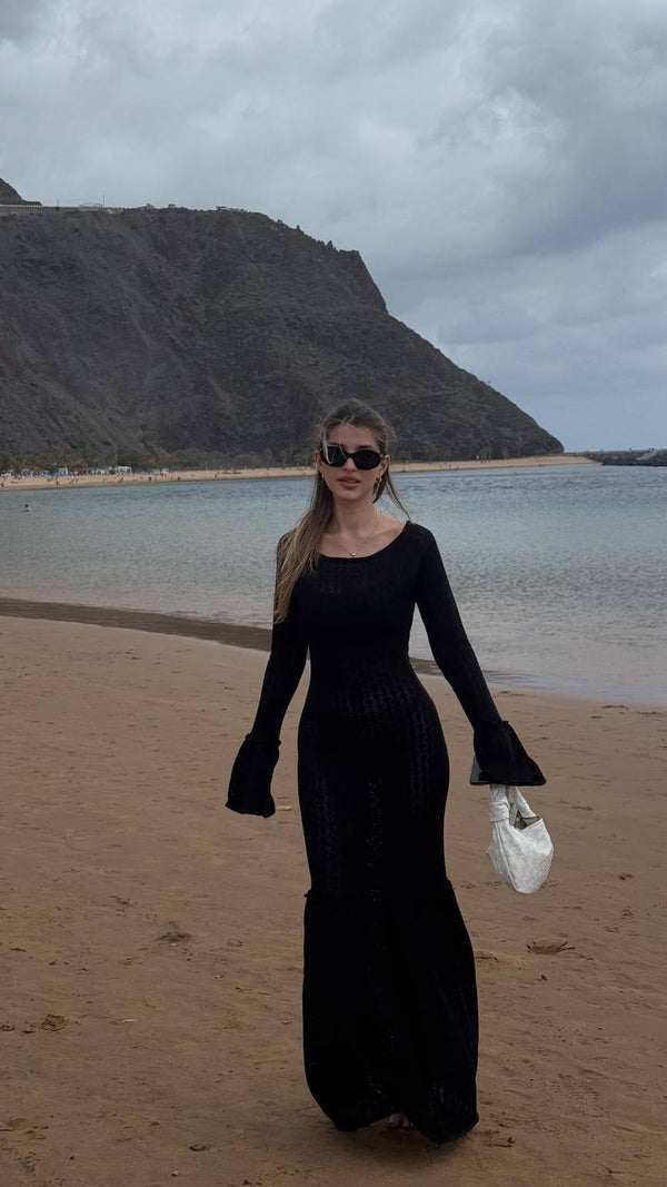 Black Muse Flared Sleeve Maxi Dress