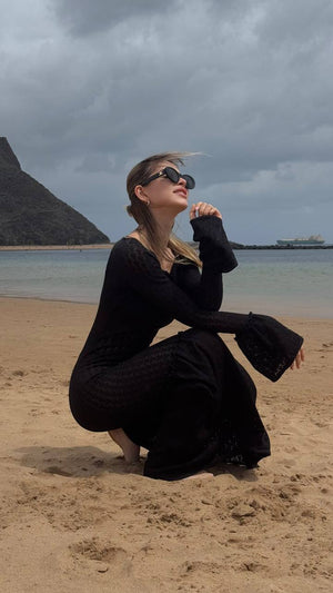 Black Muse Flared Sleeve Maxi Dress
