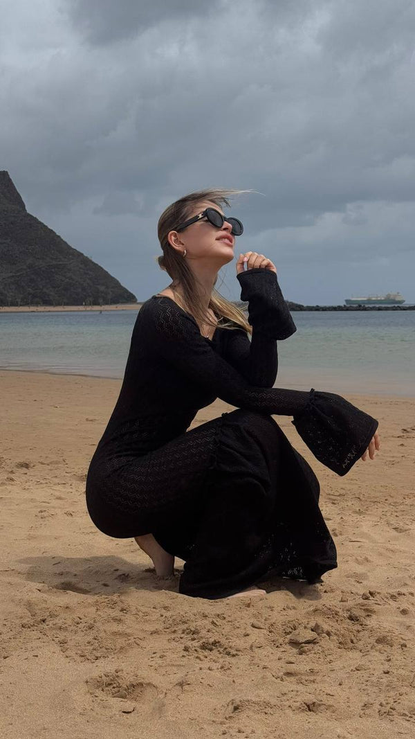 Black Muse Flared Sleeve Maxi Dress