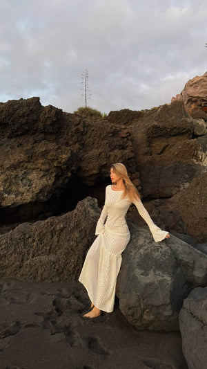 Ivory Muse Flared Sleeve Maxi Dress