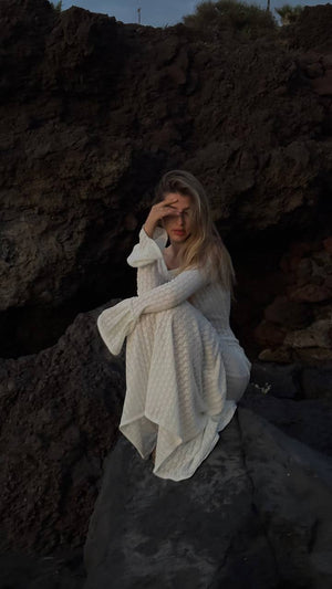 Ivory Muse Flared Sleeve Maxi Dress
