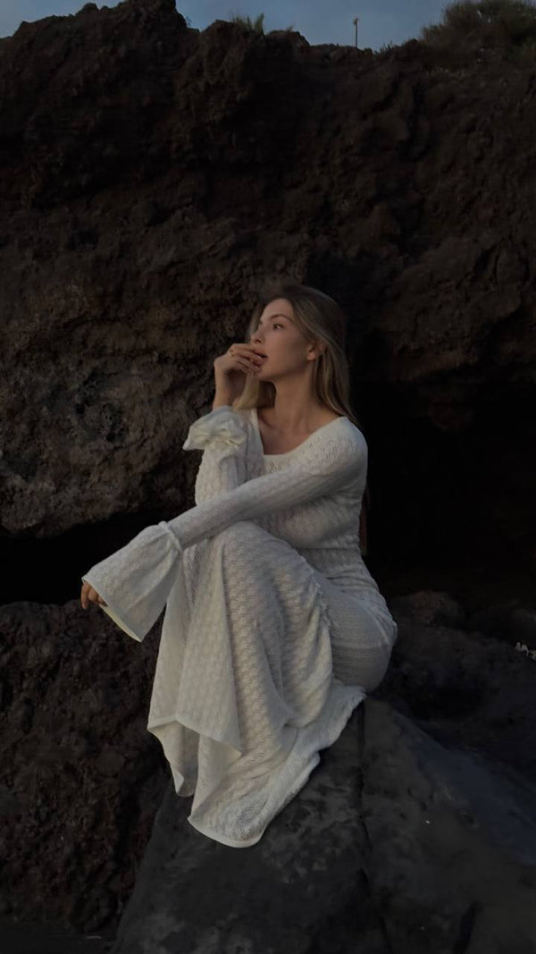 Ivory Muse Flared Sleeve Maxi Dress
