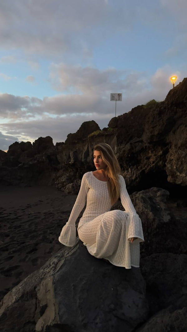 Ivory Muse Flared Sleeve Maxi Dress