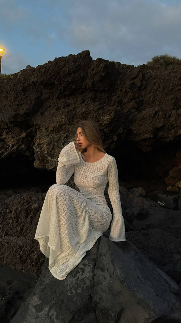 Ivory Muse Flared Sleeve Maxi Dress