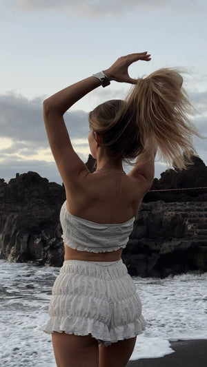 White Ruffle Beach Set