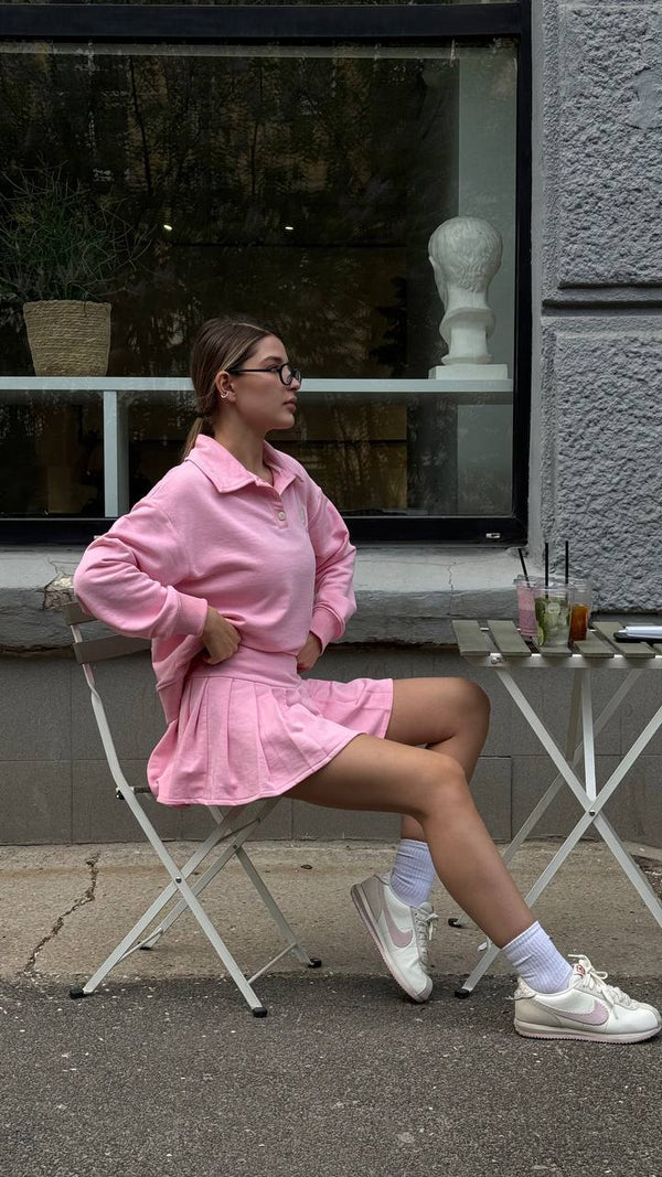 Pink Tennis Polo Set
