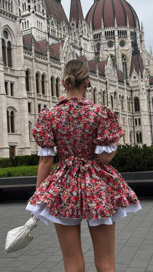 Vintage Charm Cotton Mini Dress – Rosy Garden Rush