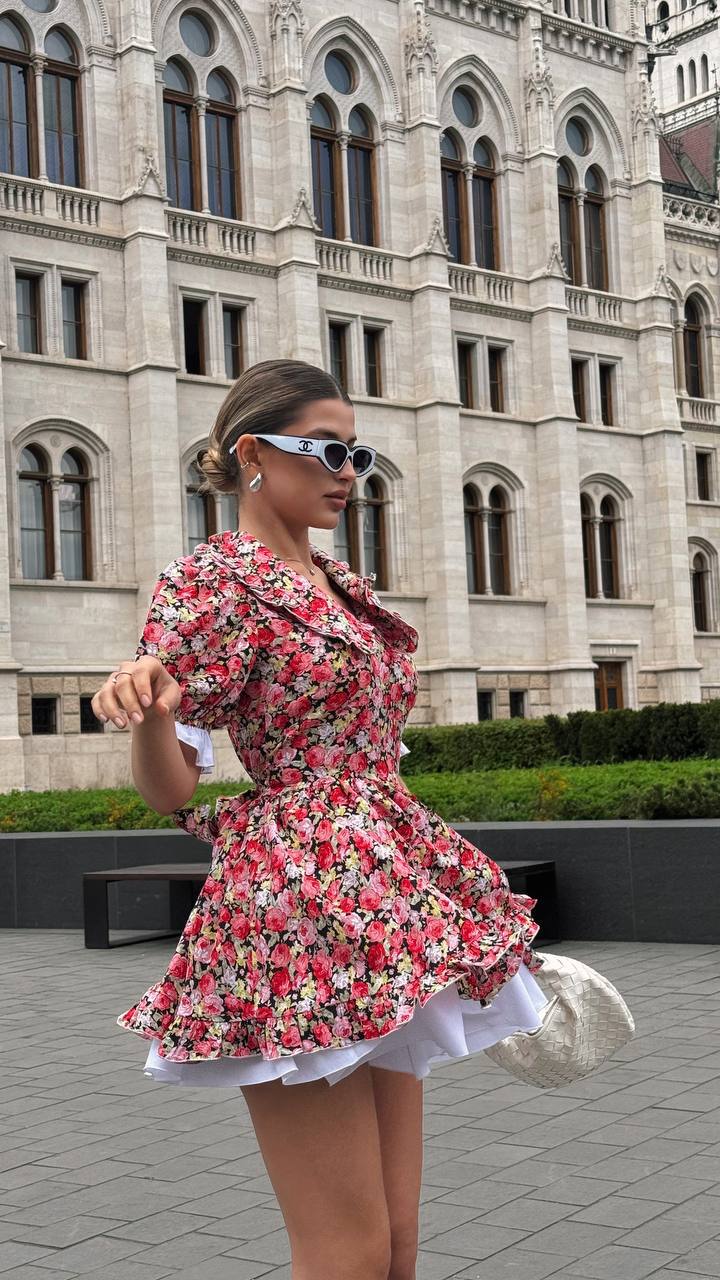 Vintage Charm Cotton Mini Dress – Rosy Garden Rush