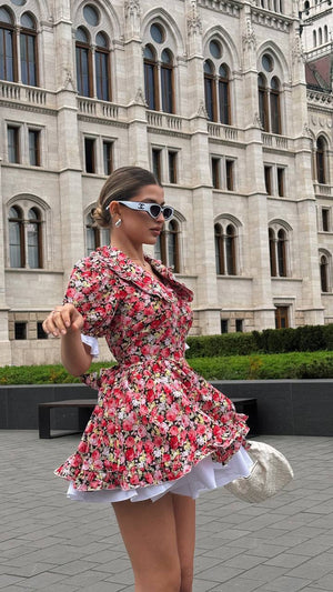 Vintage Charm Cotton Mini Dress – Rosy Garden Rush