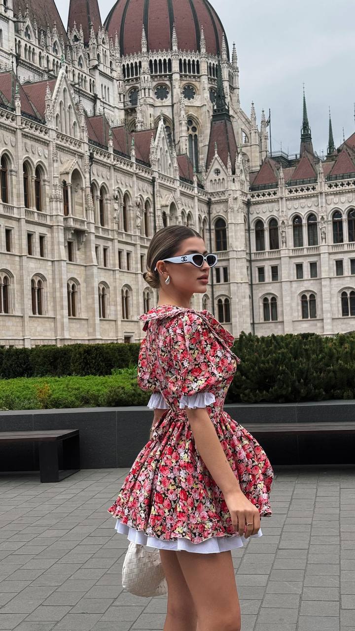 Vintage Charm Cotton Mini Dress – Rosy Garden Rush