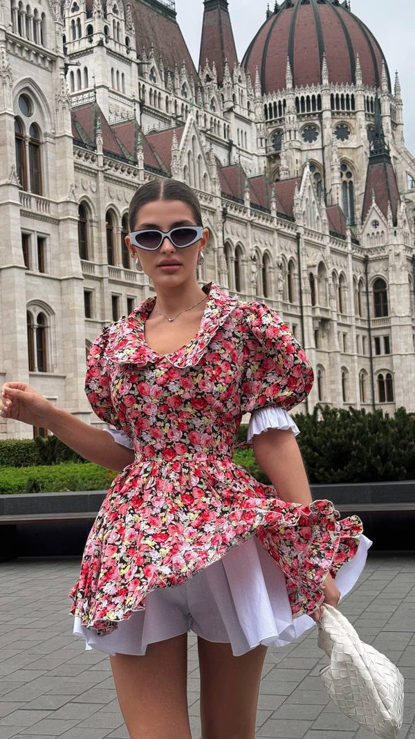 Vintage Charm Cotton Mini Dress – Rosy Garden Rush