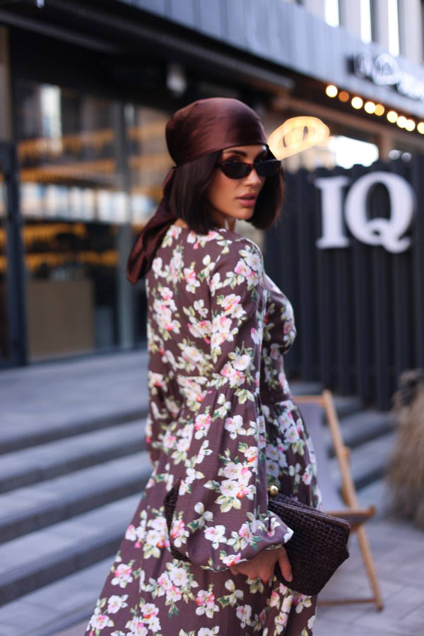Violet Bloom Linen Midi Dress