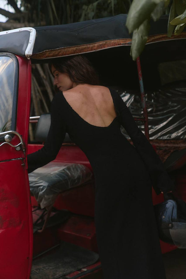 Noir Silhouette Boucle Maxi Dress