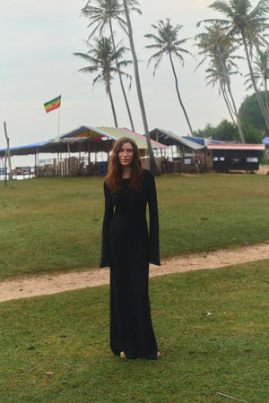 Noir Silhouette Boucle Maxi Dress