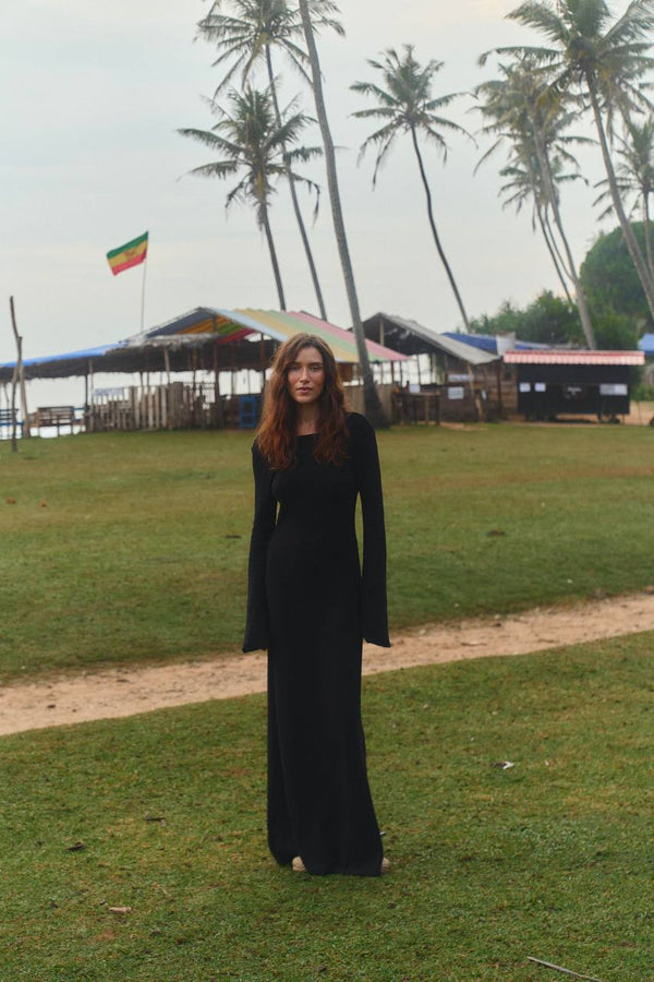 Noir Silhouette Boucle Maxi Dress