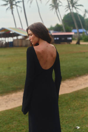 Noir Silhouette Boucle Maxi Dress