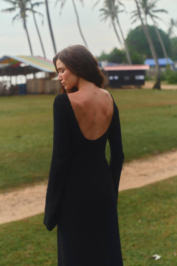 Noir Silhouette Boucle Maxi Dress