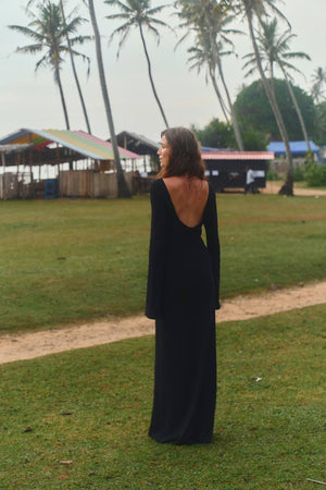 Noir Silhouette Boucle Maxi Dress