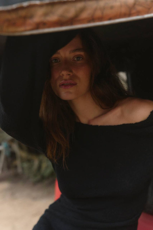 Noir Silhouette Boucle Maxi Dress