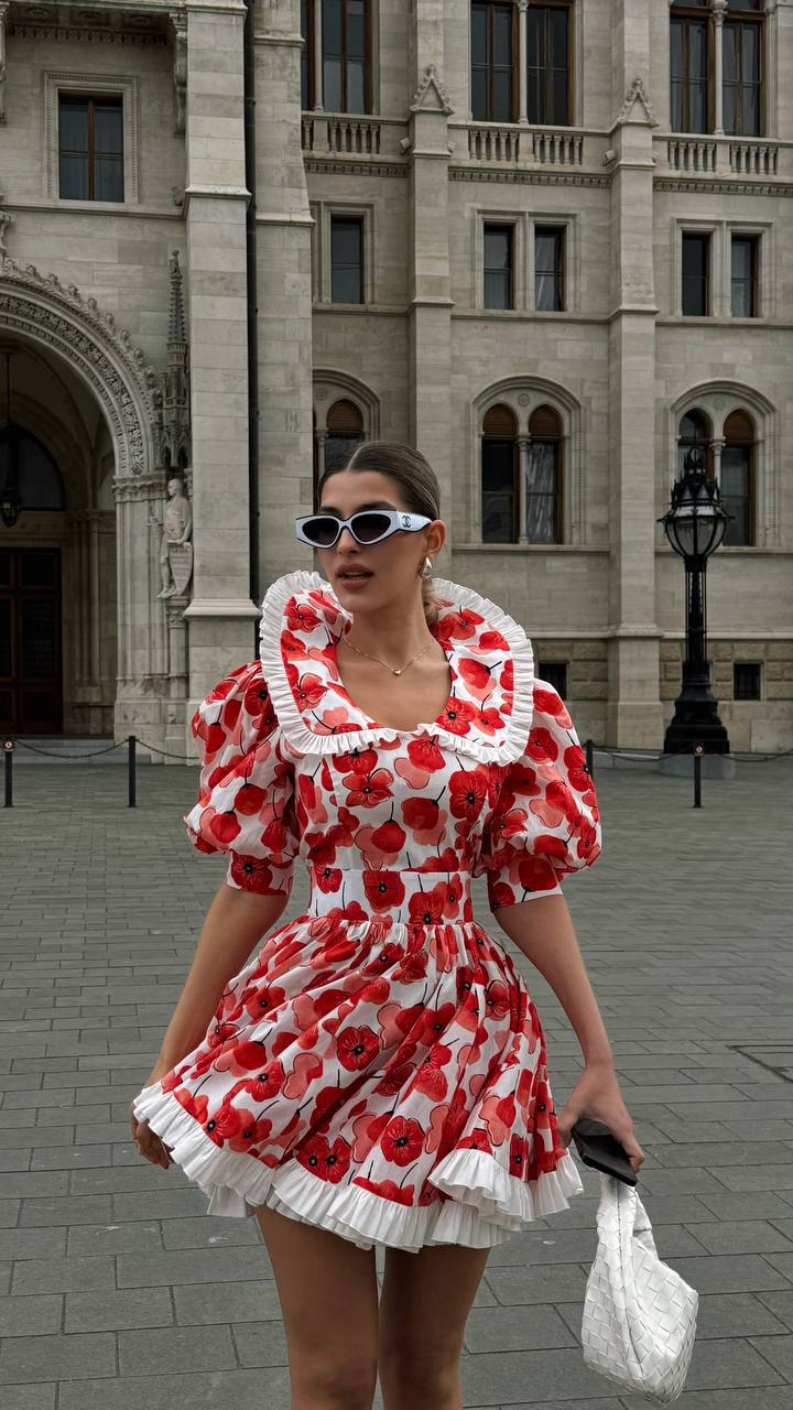Red Poppy Vintage Floral Mini Dress