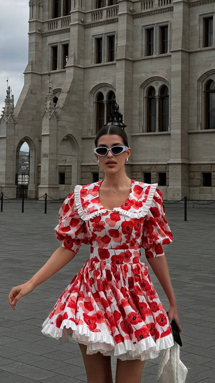Red Poppy Vintage Floral Mini Dress