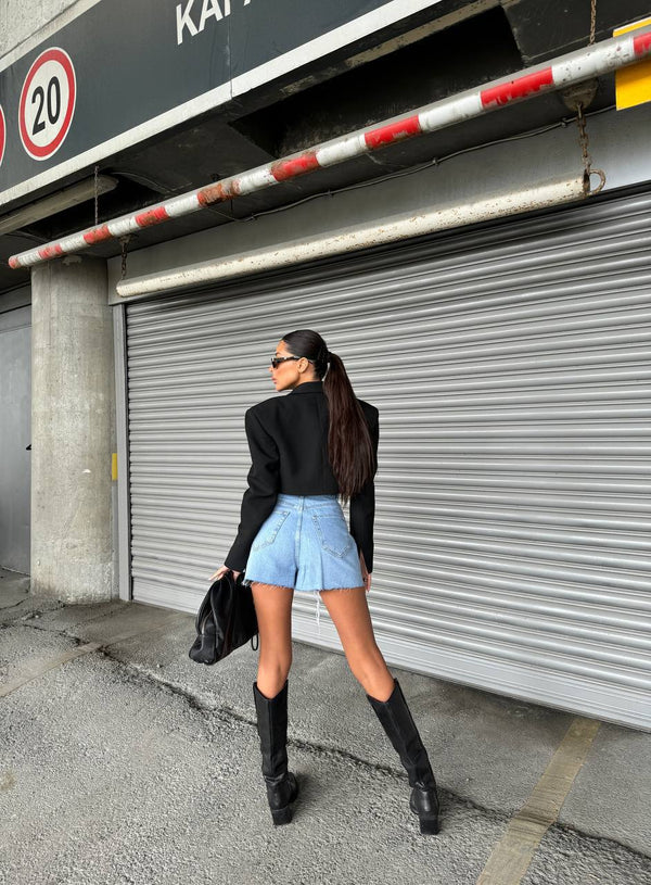 Rip-Edge Denim Shorts