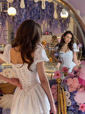 Dollbelle Eyelet Romper White Dress