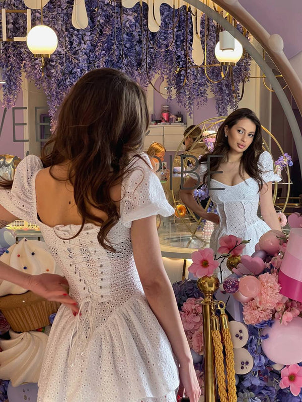 Dollbelle Eyelet Romper White Dress
