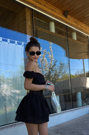 Dollbelle Eyelet Romper Black Dress
