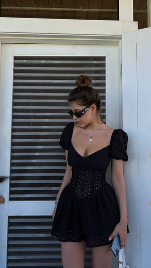 Dollbelle Eyelet Romper Black Dress
