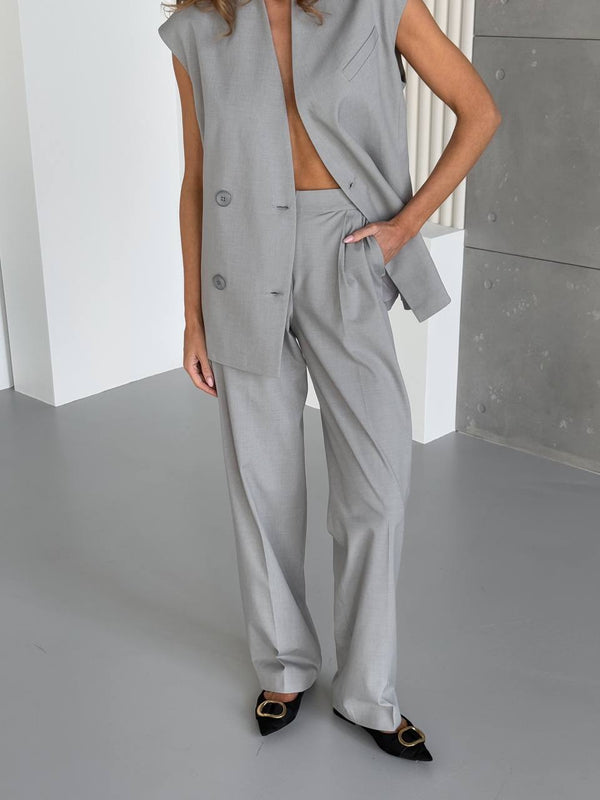 Grey Viscose Suit Set