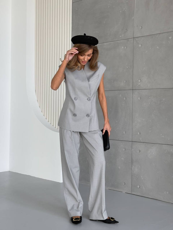 Grey Viscose Suit Set