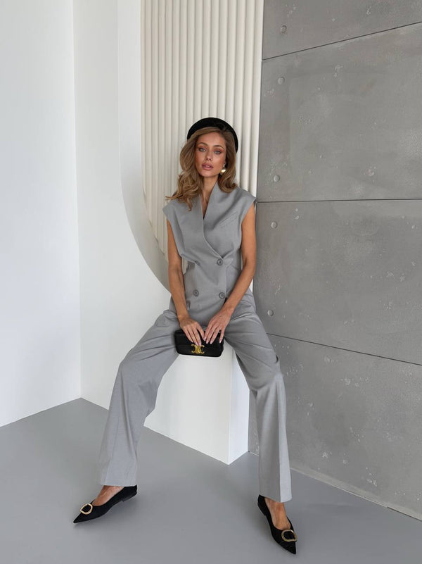 Grey Viscose Suit Set