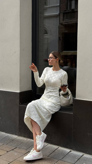 Ivory Knit Midi Dress
