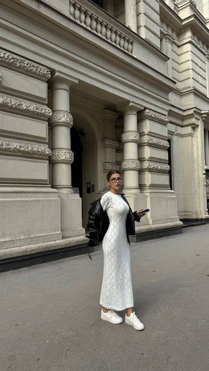 Ivory Knit Midi Dress