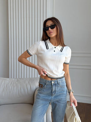 Old Money Knit Polo Top