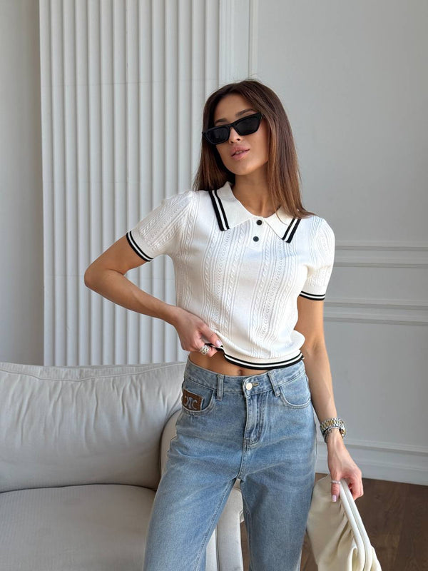 Old Money Knit Polo Top
