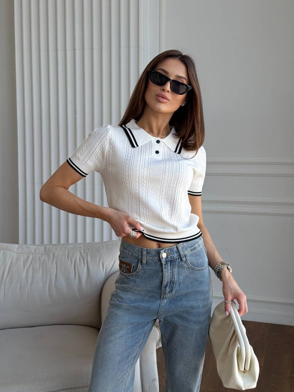 Old Money Knit Polo Top