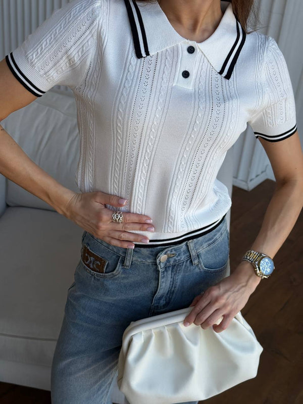 Old Money Knit Polo Top