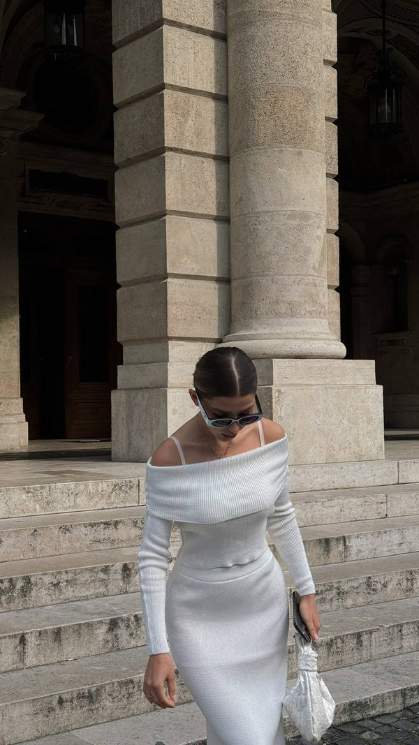 Ivory Knit Off-Shoulder Set